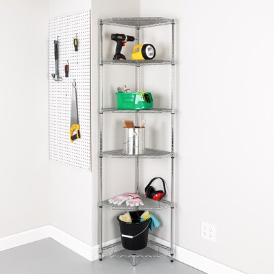Honey-Can-Do 6-Tier Compact Triangle Corner Shelving Unit, Chrome (SHF-10025)