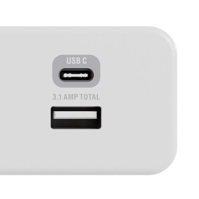 STANLEY PlugMax 2-Outlet Wall Tap Adapter & USB Charger with 2-USB Ports, White (30422)