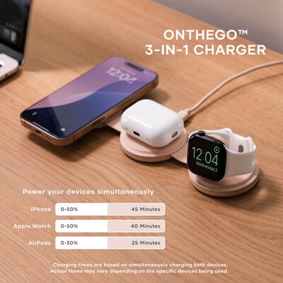 Satechi OntheGo 3-in-1 Wireless Charger, Desert Rose (ST-QTG31R)