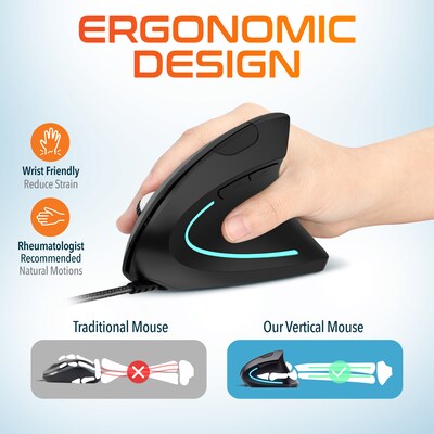 Delton Ergonomic 12 Ergonomic Vertical Optical USB Gaming Mouse, Black (DMERG12-U)