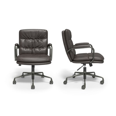 Union & Scale™ Industria 3-40C Bonded Leather Swivel Manager Chair, Gray (95115)