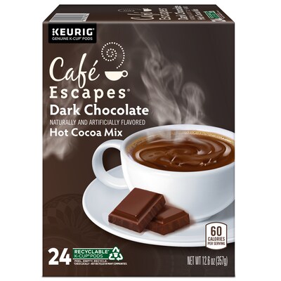 Cafe Escapes Dark Chocolate Hot Cocoa Mix, Keurig® K-Cup® Pods, 24/Box (6802)