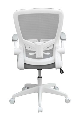 Boss Flip Arm Ergonomic Mesh/Fabric Swivel Task Chair, Gray/White (B6366WT-GY)