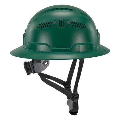 Ergodyne Skullerz 8964 PC-ABS Type II, Class C, 6-point Ratchet Suspension Full Brim Safety Helmet, Green (60565)
