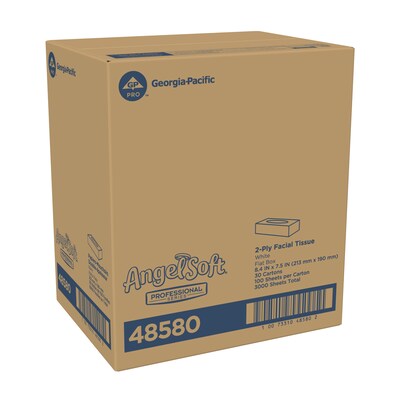 Angel Soft Professional Series Standard Facial Tissue, 2-Ply, 100 Tissues/Box, 30 Boxes/Pack (48580)
