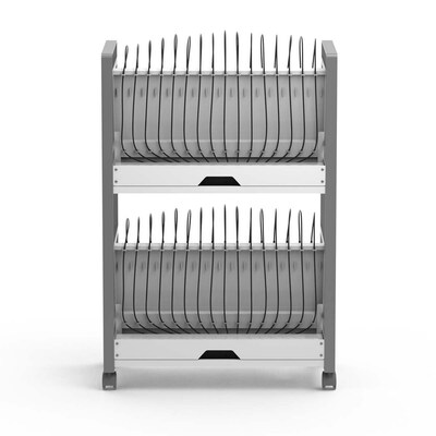 Luxor 32-Unit USB-C Open Charging Cart, White Powder-Coated Steel (CHMC006)