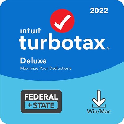 TurboTax Deluxe 2022 + State for 1 User, Windows/Mac, Download (5101353)