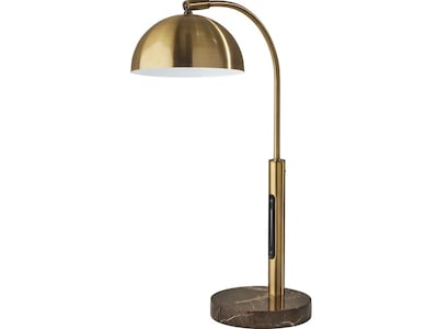 Adesso Bolton LED Desk Lamp, 19, Antique Brass/Brown Marble (4306-21)