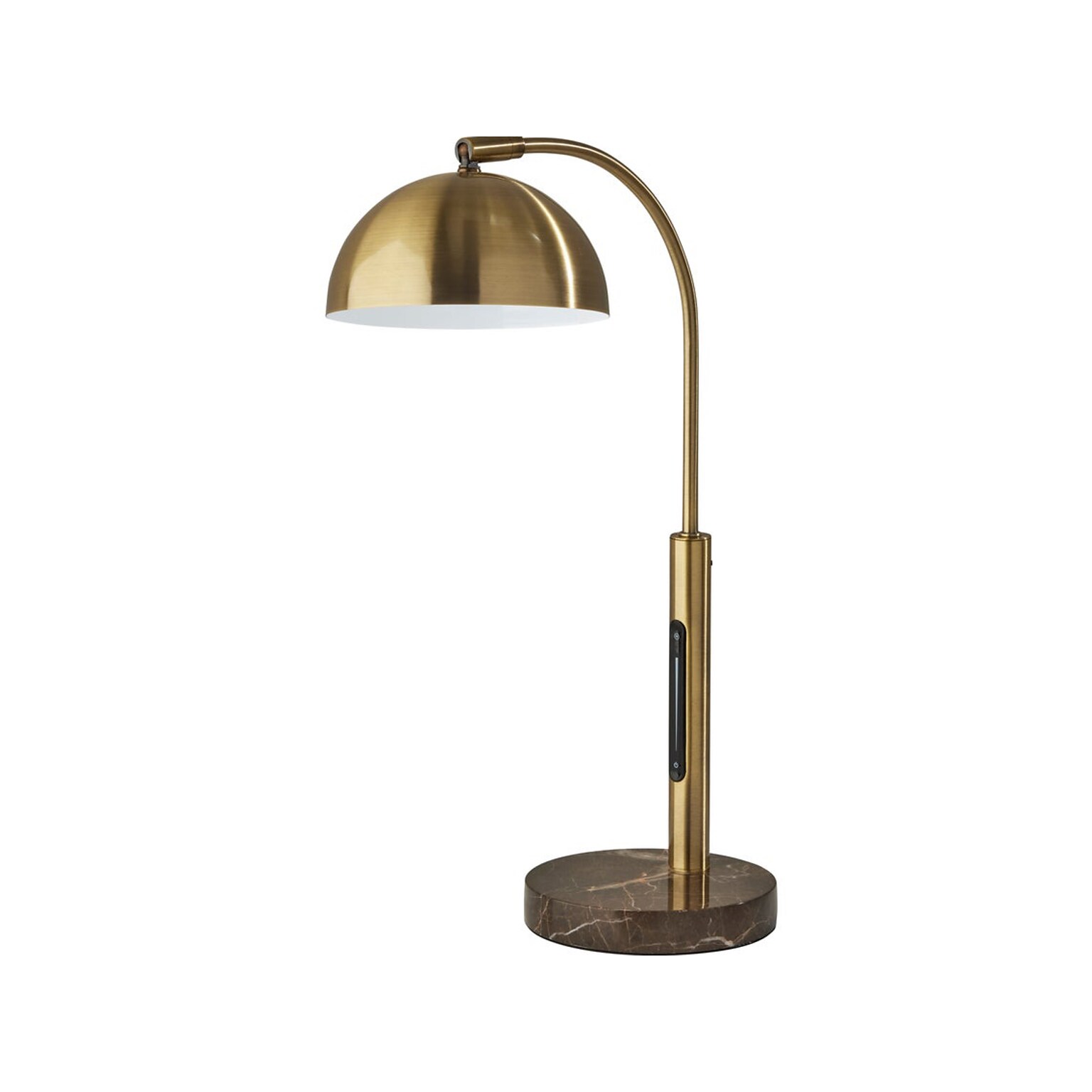 Adesso Bolton LED Desk Lamp, 19, Antique Brass/Brown Marble (4306-21)