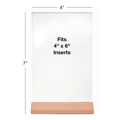 Excello Global Products Generic Holder, 4" x 6", Vertical, Desktop/Countertop, Brown Acrylic (SGNH-WB-4X6)