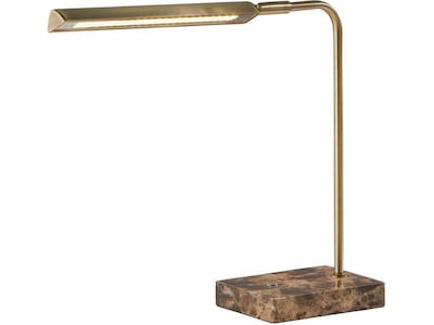 Adesso Reader LED Desk Lamp, 15, Antique Brass/Brown Marble (3557-21)