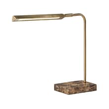 Adesso Reader LED Desk Lamp, 15, Antique Brass/Brown Marble (3557-21)