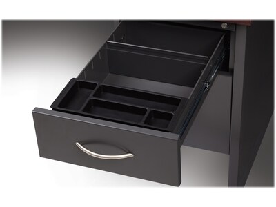 Hirsh 48"W Single-Pedestal Computer Desk, Charcoal/Mahogany (20540)
