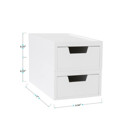 Martha Stewart Weston Wood Stackable Engineered Office Desktop Organizer with Drawers, White, 2/Set (LYE22081152WH)