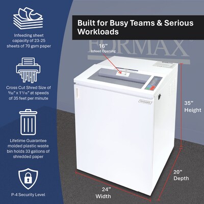 Formax OnSite Office 8502CC 25-Sheet Cross-Cut Commercial Shredder (FD8502CC)