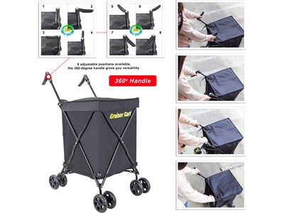 Dbest Cruiser Cart Steel Mobile Folding Utility Cart with Swivel Wheels, Black (01-926)