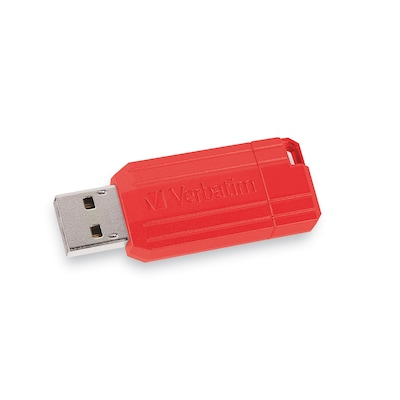Verbatim PinStripe 128GB USB 2.0 Type A Flash Drive, Red and Blue, 2/Pack (70391)