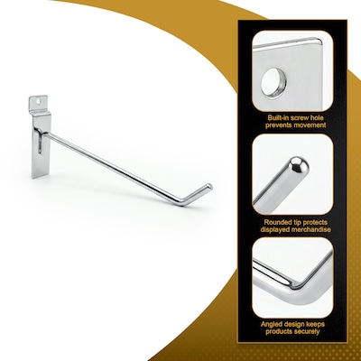 Azar 8" Metal Wire Slat Wall Hook, 50/Pack (700868-50PK)
