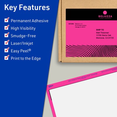 Avery Rectangle Laser/Inkjet Multipurpose Labels, 4.75 x 7.75, Neon Magenta (40/Pack)