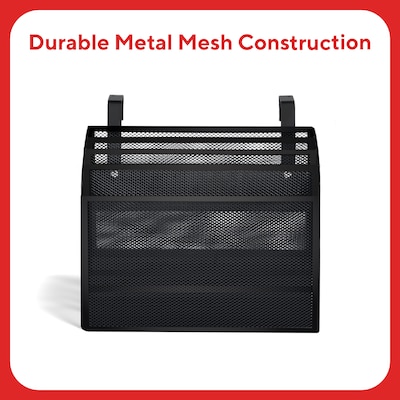 TRU RED Mesh Letter Wall File, 4-Pocket Hanging Organizer, Black – Vertical Wall-Mounted File Sorter for Mail & Documents