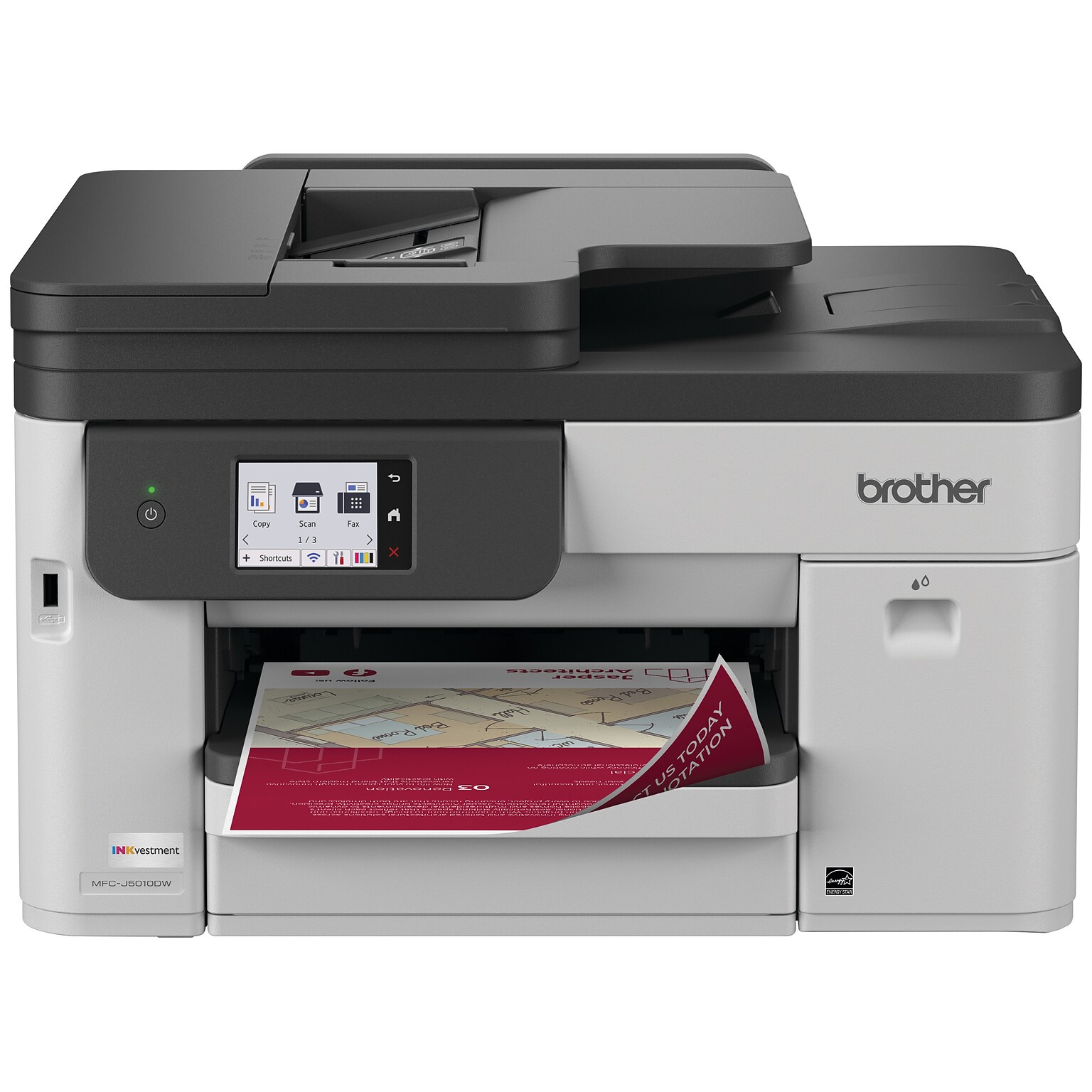 Brother INKvestment MFC-J5010DW Wireless Color All-In-One Inkjet Printer, Best for Home Office
