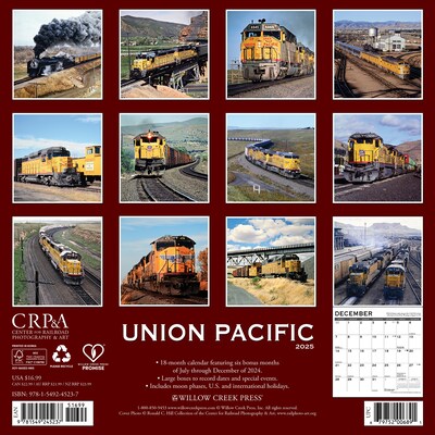 2025 Willow Creek Union Pacific 12 x 12 Monthly Wall Calendar (45237)