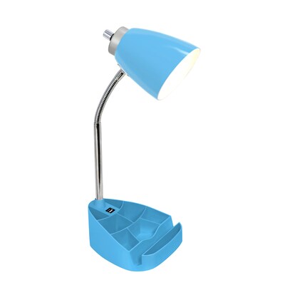 Creekwood Home Sleek Essentials 18.5 Flexible Coordinating Desk Lamp with USB Port and Storage, Blu