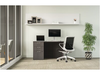 HON Mod 48W Single-Pedestal Desk, Slate Teak (HLPLDS4830BBFLS1)