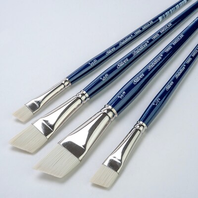 Silver Brush Bristlon Short Handle Angles Brushes, 4/Pack (SLVBR1957)