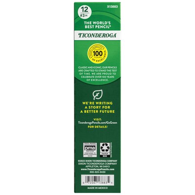 Ticonderoga Wooden Pencil, #3 Hard Lead, 6/Pack (13883)