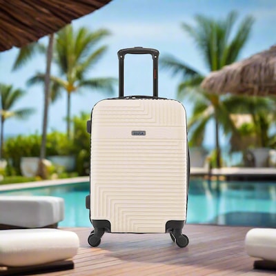 InUSA Resilience 21.65" Hardside Suitcase, 4-Wheeled Spinner, TSA Checkpoint Friendly, Sand (IURES00S-SAN)
