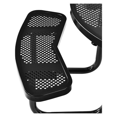 Global Industrial 46" Round Outdoor Steel Picnic Table, Perforated Metal, Black (262078BK)