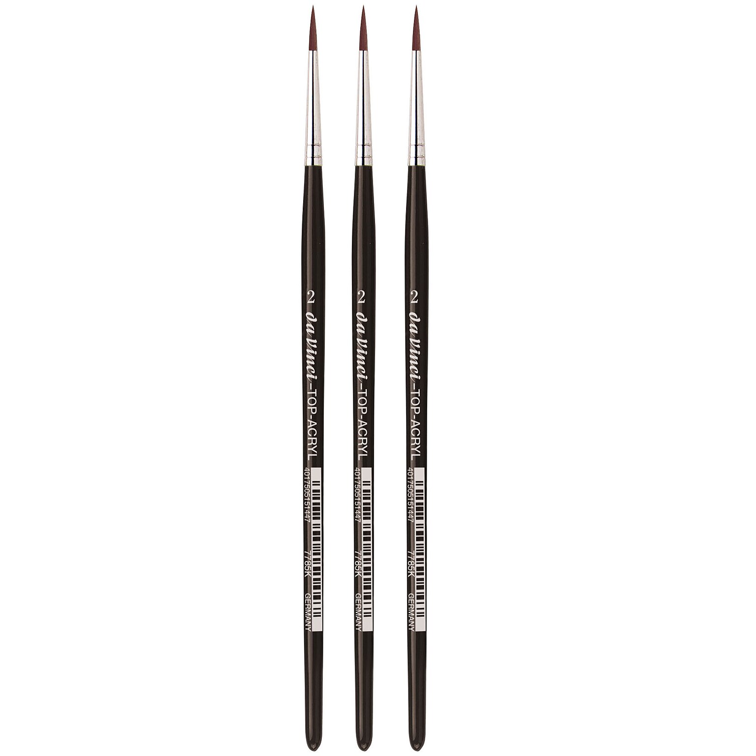 da Vinci TOP-ACRYL Oil and Acrylic Synthetic Bristle Red-Brown Round Brush, 3 Brushes/Pack (DVXVA7785K2-3)