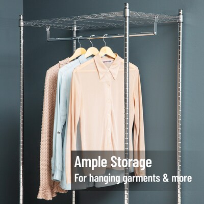 Mind Reader Metal Heavy Duty Rolling Garment Rack with Adjustable Bar, 73.75" x 17.75" x 35.5", Silver (ROLLRACK-SIL)