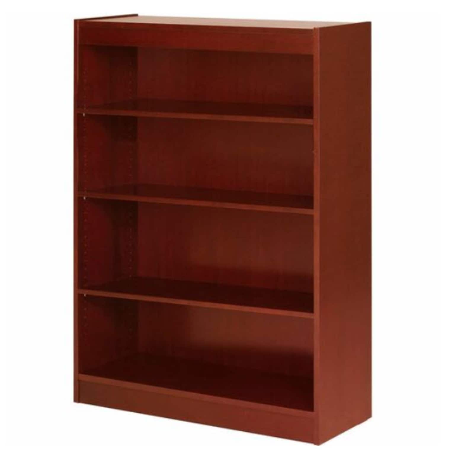 Lorell Veneer Panel Bookcase, Cherry, 4-Shelf, 48H x 36W x 12D