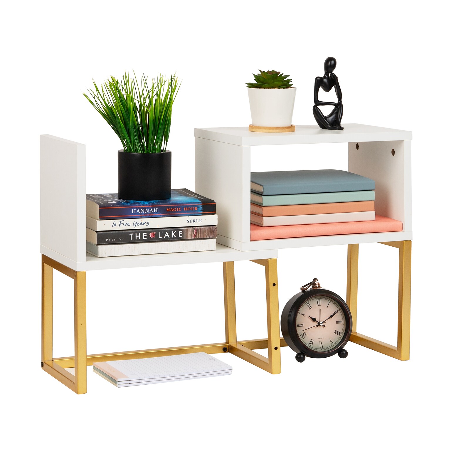 Mind Reader 3 Metal Desktop Bookshelf, 15.75 x 7.87 x 23.75, White (MDGDESK-WHT)