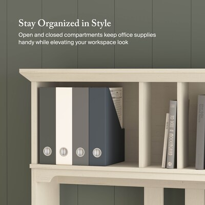 Bush Furniture Salinas 48"W Small Computer Desk with Hutch, Antique White (MY72208-03)