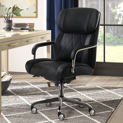 La-Z-Boy Sutherland Ergonomic Faux Leather Swivel Computer and Desk Chair, Black (CHR10048A)