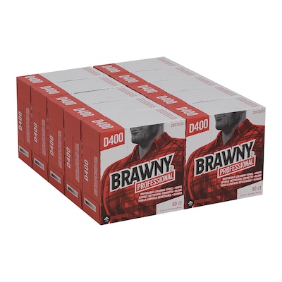 Brawny Professional D400 Cellulose Cleaning Wipers, 16.3" x 9.25", White, 90 Wipers/Box, 10/Carton (2007003)