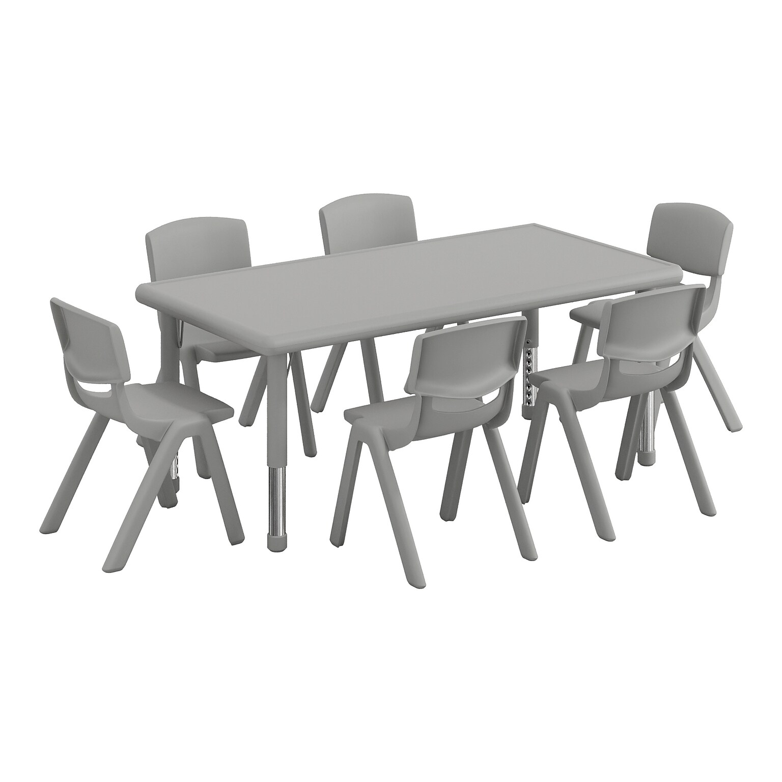 Flash Furniture Emmy Rectangular Activity Table Set, 48 x 24, Height Adjustable, Soft Gray (YCX13RECTTBSGYE)