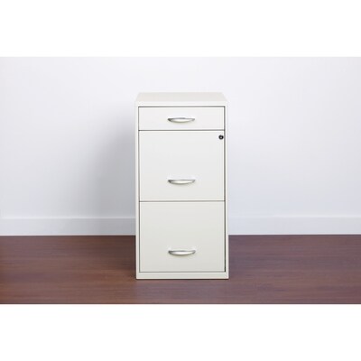 Space Solutions 3-Drawer File Cabinet with Pencil Drawer Letter-Width, Pearl White, 18 Deep (19157)