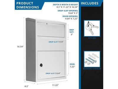 Barska Large Locking Wall-Mounted Drop Box, White (CB13956)