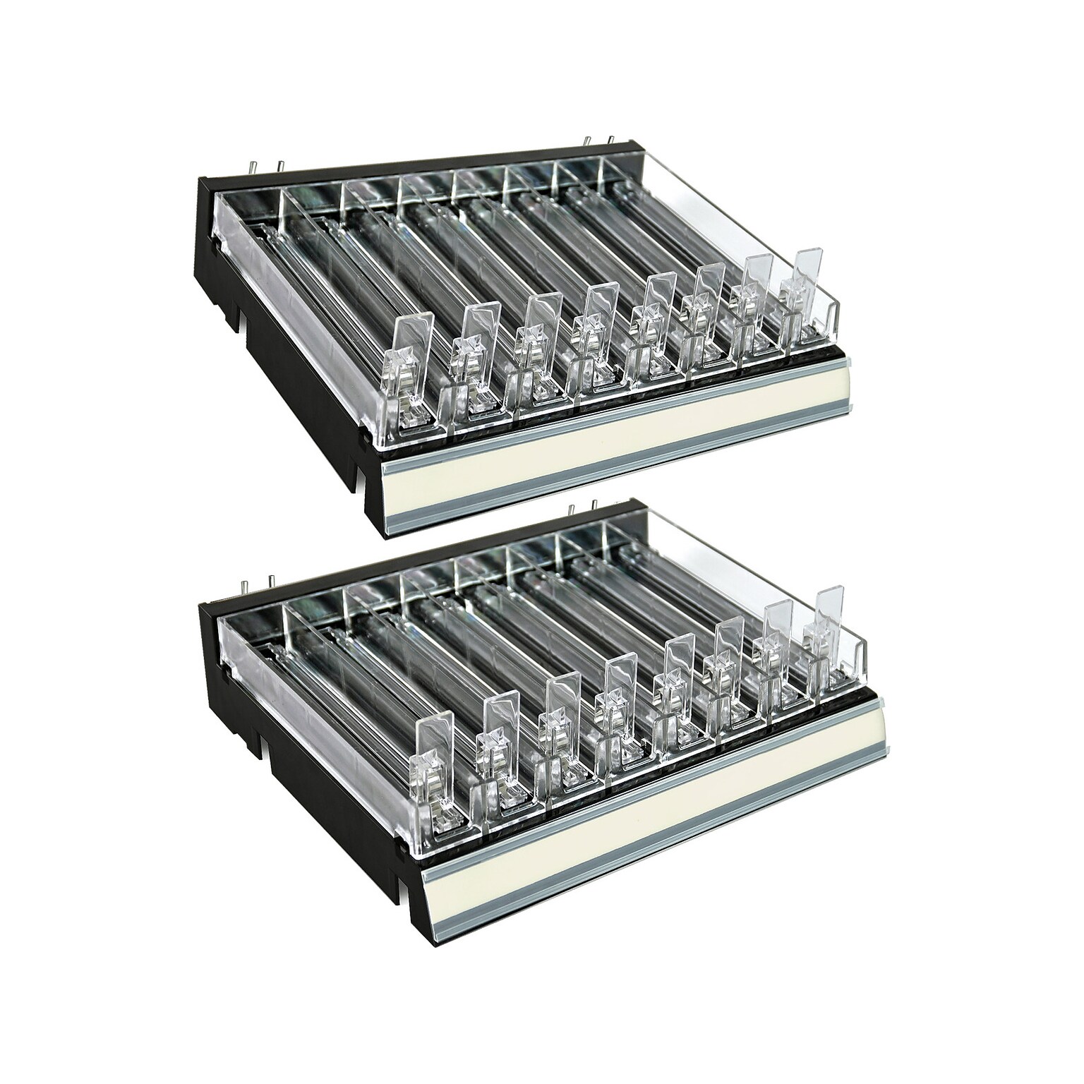 Azar 2.63 x 12 Pegboard 8-Compartment Cosmetic Tray, Black, 2/Pack (225830-8COMP-BLK-2PK)