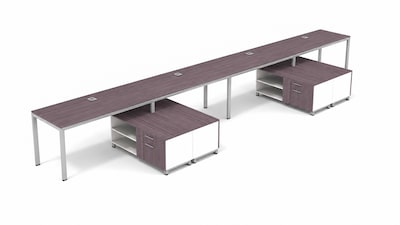 Boss Office Products Simple System 60W Desk with Storage Cabinet, Driftwood, 4/Set (SGSD011-101)