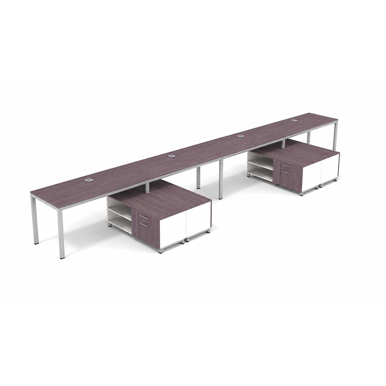 Boss Office Products Simple System 60W Desk with Storage Cabinet, Driftwood, 4/Set (SGSD011-101)