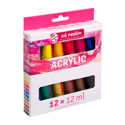 Talens Art Creation Acrylic Paint, Assorted Colors, 12mL, 12/Set, 2 Sets/Bundle (TLN9021812M-2)