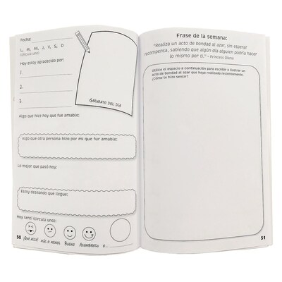 S&S Diario de Gratitud Prompts Guided Journal, 6" x 9", White, 100 Pages, 12/Pack (PE225612)