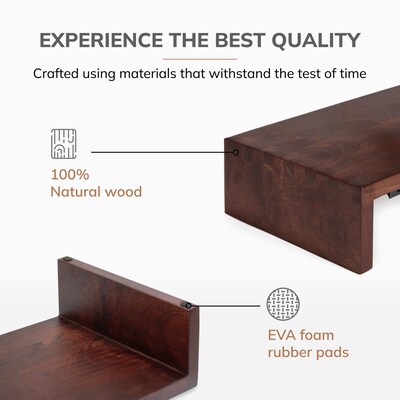 Anji Mountain Mango Wood Monitor Stand with Two USB Ports, Up to 32" Monitor, Walnut (MS-FNG-WAL-P)