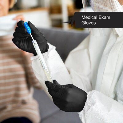 Fifth Pulse Powder Free Nitrile Exam Gloves, Latex Free, Medium, Black, 50 Gloves/Box  (FMN100167)