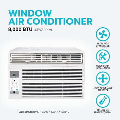 Arctic Wind 115-Volt 8000 BTU Window Air Conditioner with Remote, White (3AW8000A)